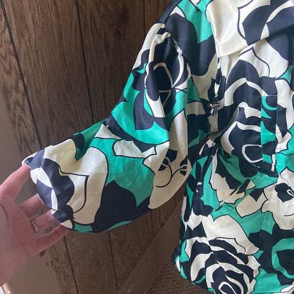 Monte Milano Spring Jacket Womens Small Floral 3/4 Sleeves Black Green White NWT - Picture 3 of 12